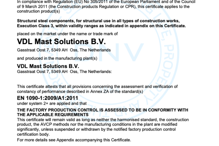 Certificate of Conformity of the Factory Production Control